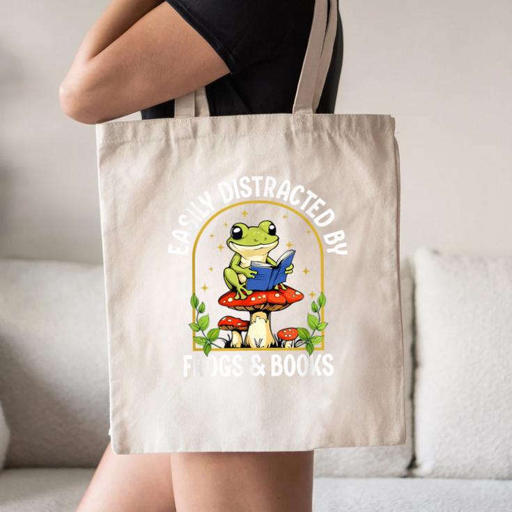 Easily Distracted By Frogs And Books Canvas Tote Bag Easily Distracted By Frogs And Books Canvas Tote Bag