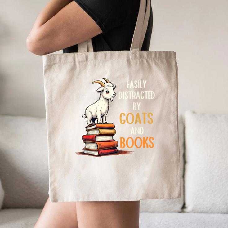 Easily Distracted By Goats And Books Goats And Book Reading Canvas Tote Bag Easily Distracted By Goats And Books Goats And Book Reading Canvas Tote Bag