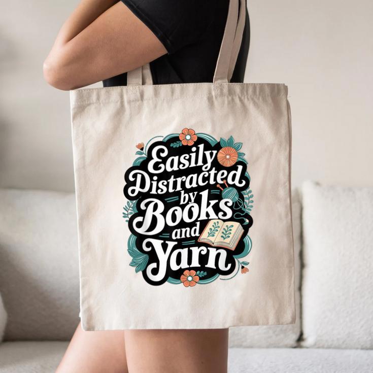 Easily Distracted By Yarn And Books Canvas Tote Bag Easily Distracted By Yarn And Books Canvas Tote Bag