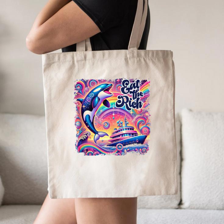 EAT THE RICH 90S NOSTALGIA WHALE ORCA YAHCT RETRO Canvas Tote Bag