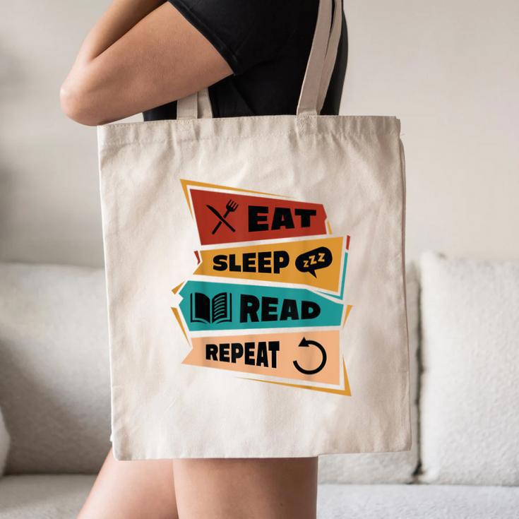 Eat Sleep Read Repeat Reading Books Reader Bookworm Canvas Tote Bag