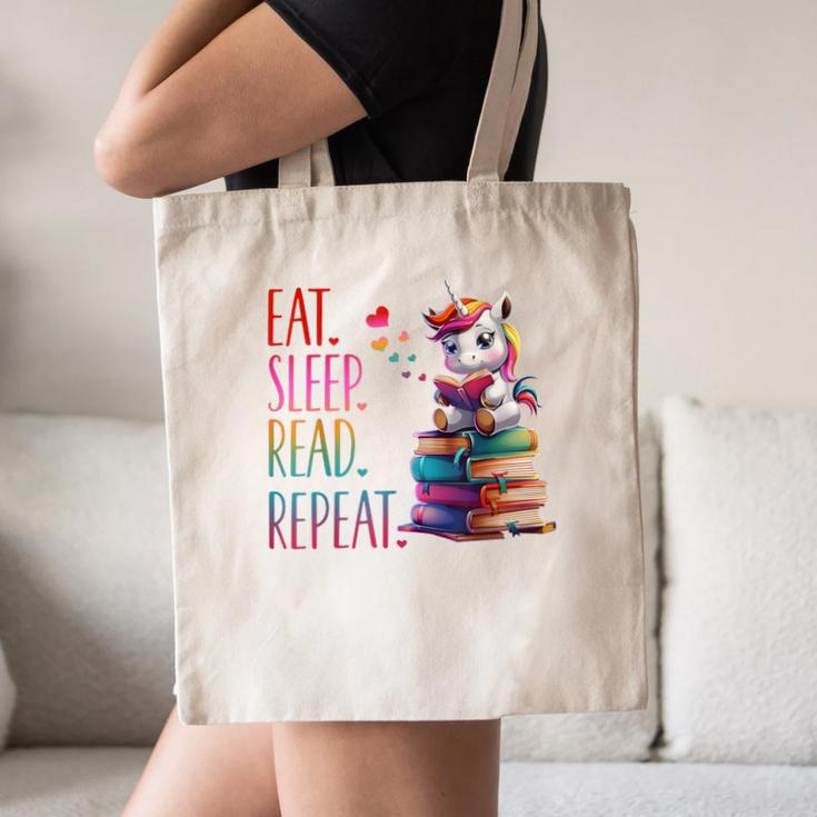 Eat Sleep Read Repeat Unicorn Read Book Reading Lovers Kids Canvas Tote Bag