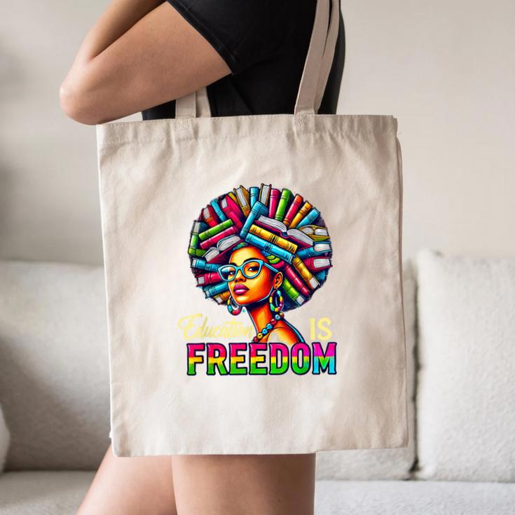Education Freedom Teacher Books Black History Month Canvas Tote Bag