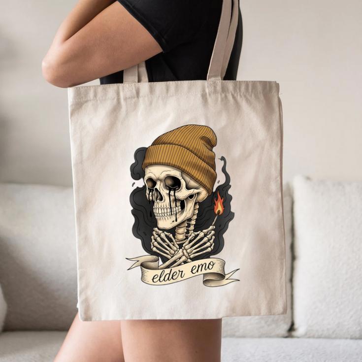 Elder Emo Skeleton Beanie Nostalgia Scene Aesthetic Canvas Tote Bag Elder Emo Skeleton Beanie Nostalgia Scene Aesthetic Canvas Tote Bag