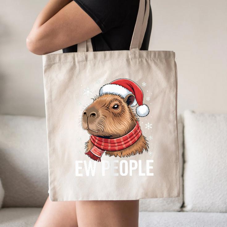 Ew People Capybara Christmas Introvert Holiday Humor Canvas Tote Bag Ew People Capybara Christmas Introvert Holiday Humor Canvas Tote Bag
