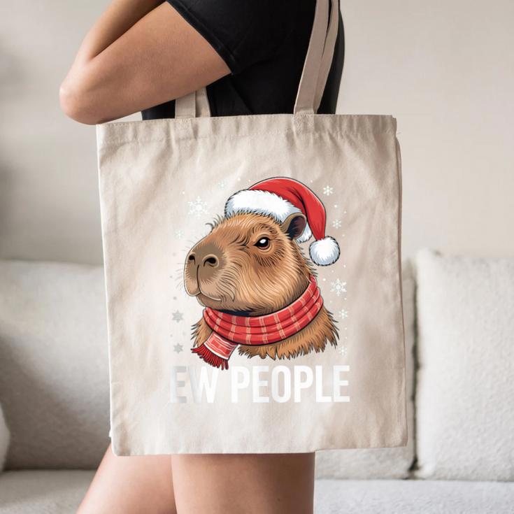 Ew People Capybara Christmas Introvert Holiday Humor Canvas Tote Bag Ew People Capybara Christmas Introvert Holiday Humor Canvas Tote Bag