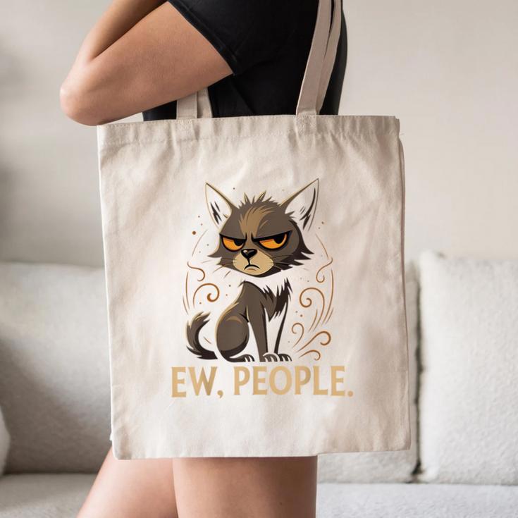 Ew People Moody Cat Sarcastic Introvert Artwork Canvas Tote Bag