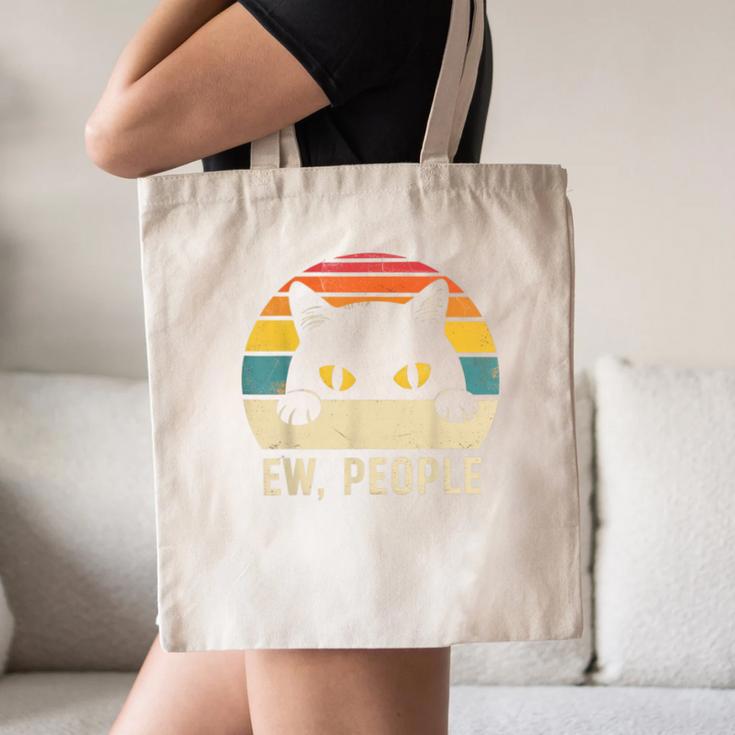 Ew People Retro Cat Vintage Anti-Social Introvert Canvas Tote Bag Ew People Retro Cat Vintage Anti-Social Introvert Canvas Tote Bag
