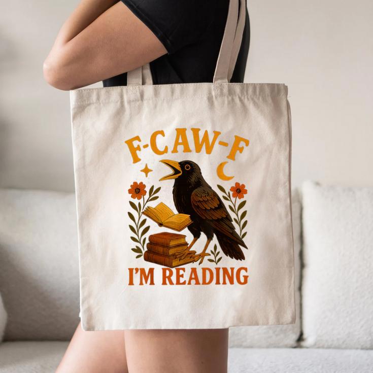 F CAW F Crow I'm Reading Book Lover Fall Canvas Tote Bag