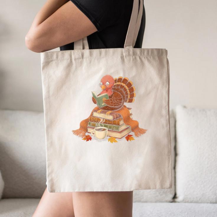 Fall Book Vintage Turkey Thanksgiving Reading Book Lovers Canvas Tote Bag Fall Book Vintage Turkey Thanksgiving Reading Book Lovers Canvas Tote Bag