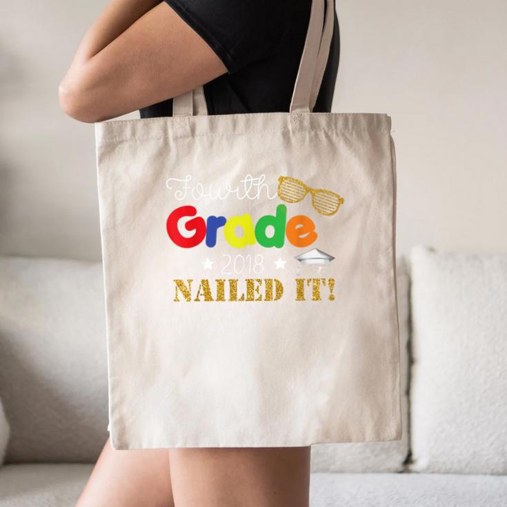 Fourth 4th Grade 2018 Nailed It Graduation Shirt Canvas Tote Bag
