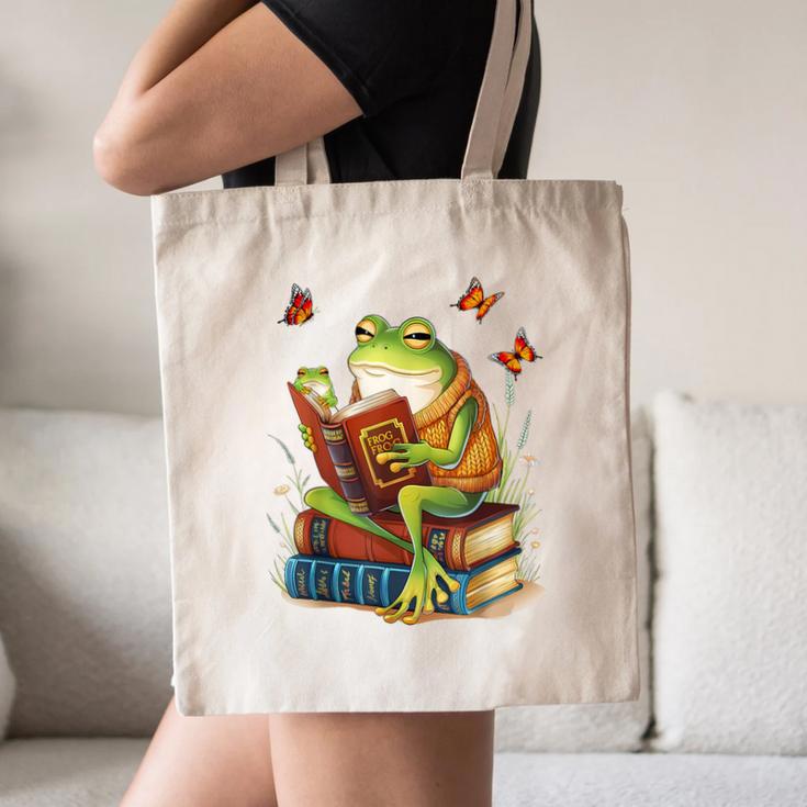 Frog & Toad Fishing Vintage Classic Book Frog Reading Book Canvas Tote Bag