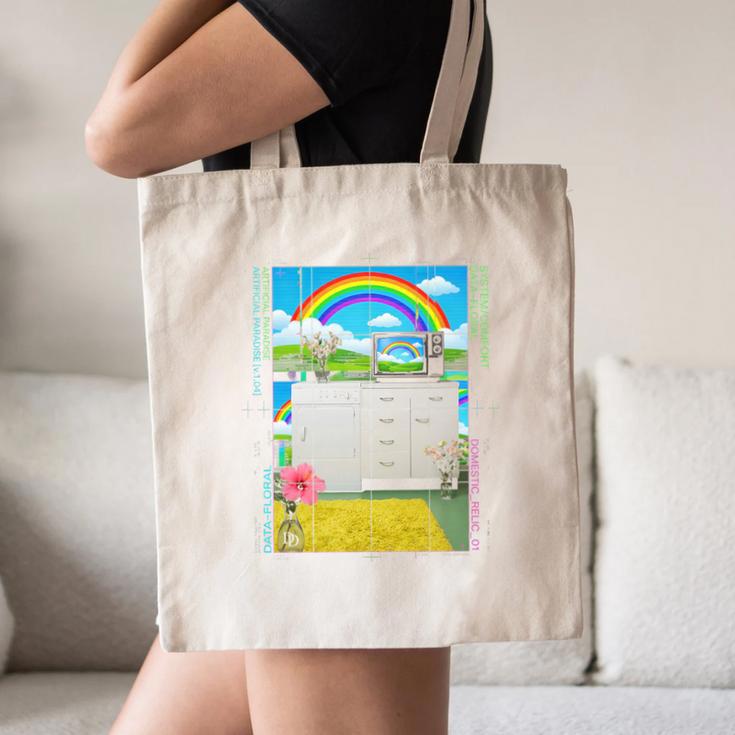 Frutiger Aero Aesthetic Rainbow Glitch Art Premium Tri-Blend Canvas Tote Bag