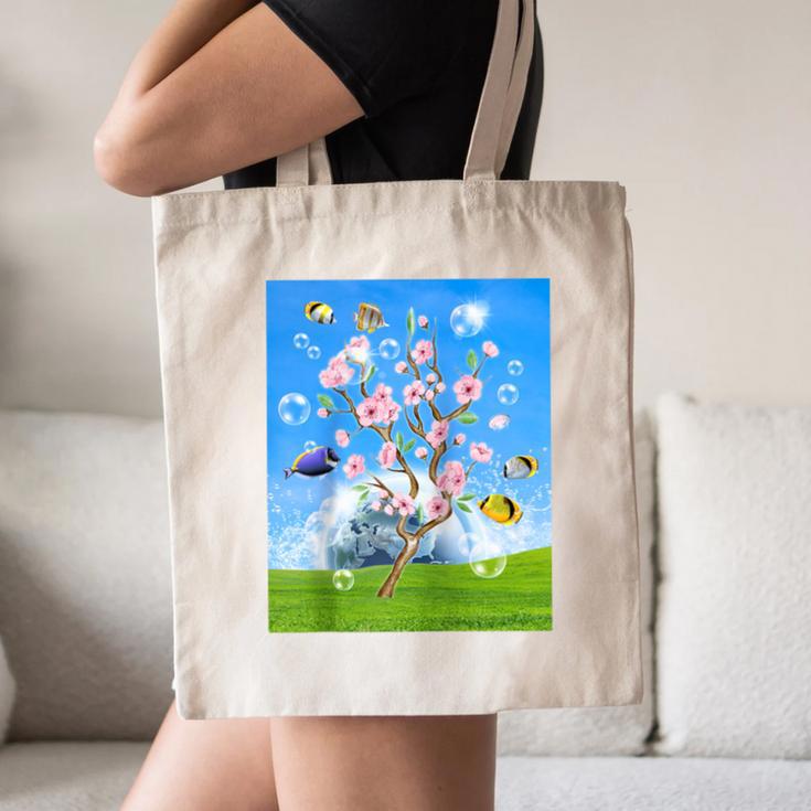 Frutiger Aero Aesthetic Tech Cherry Blossom Fishes Bubbles Raglan Baseball Tee Canvas Tote Bag Frutiger Aero Aesthetic Tech Cherry Blossom Fishes Bubbles Raglan Baseball Tee Canvas Tote Bag