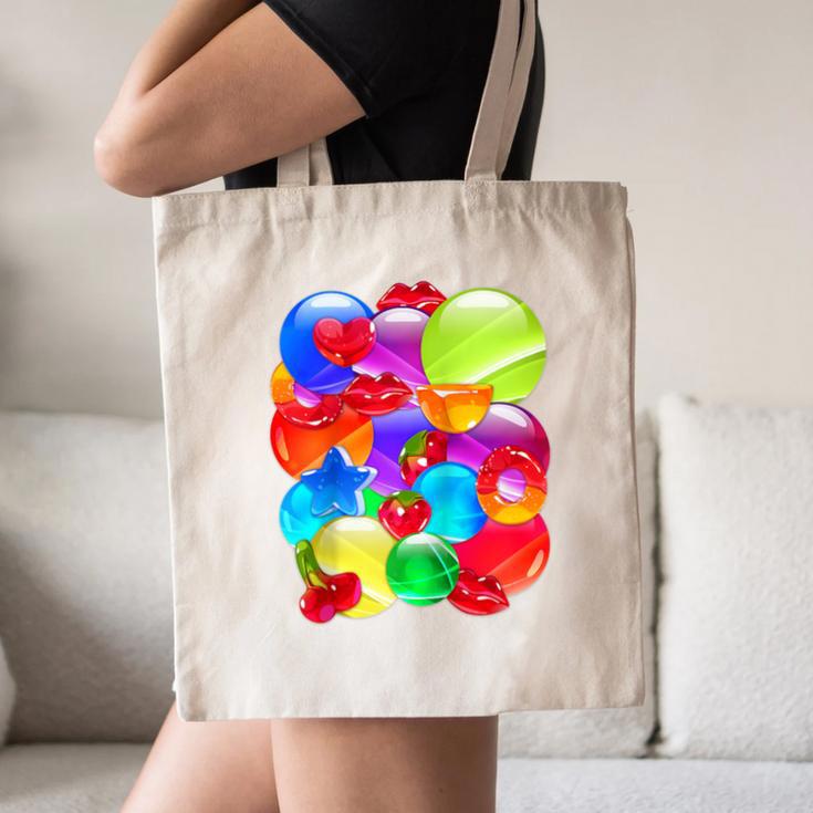 Frutiger Aero Aesthetic Tech Orb Pattern Heart Cherry Lips Raglan Baseball Tee Canvas Tote Bag