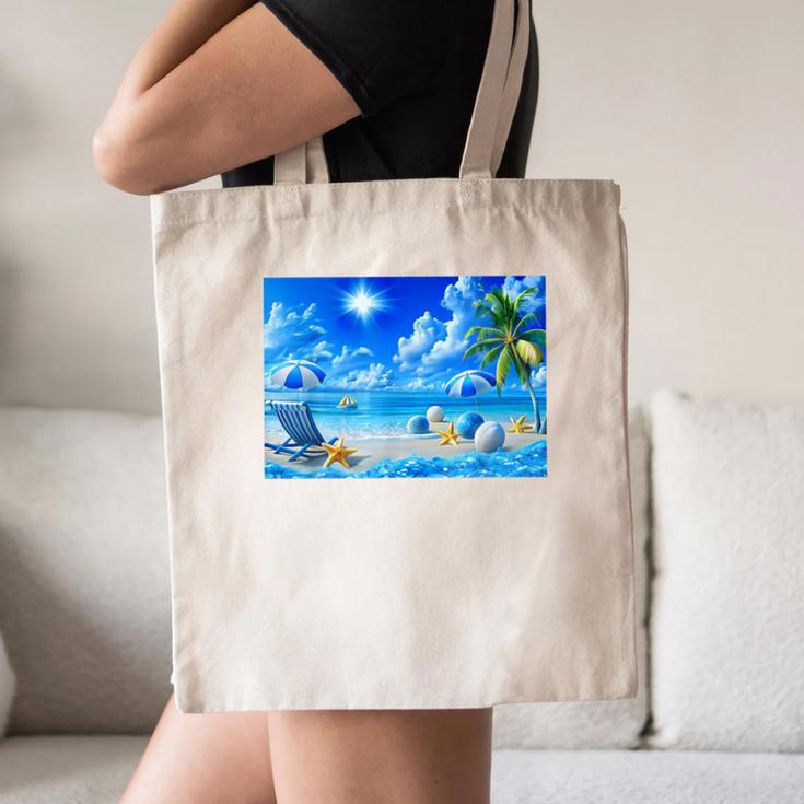 Frutiger Aero Beach Y2k Aesthetic Palm Tree Sand Ocean Men Women Girls Kids Canvas Tote Bag