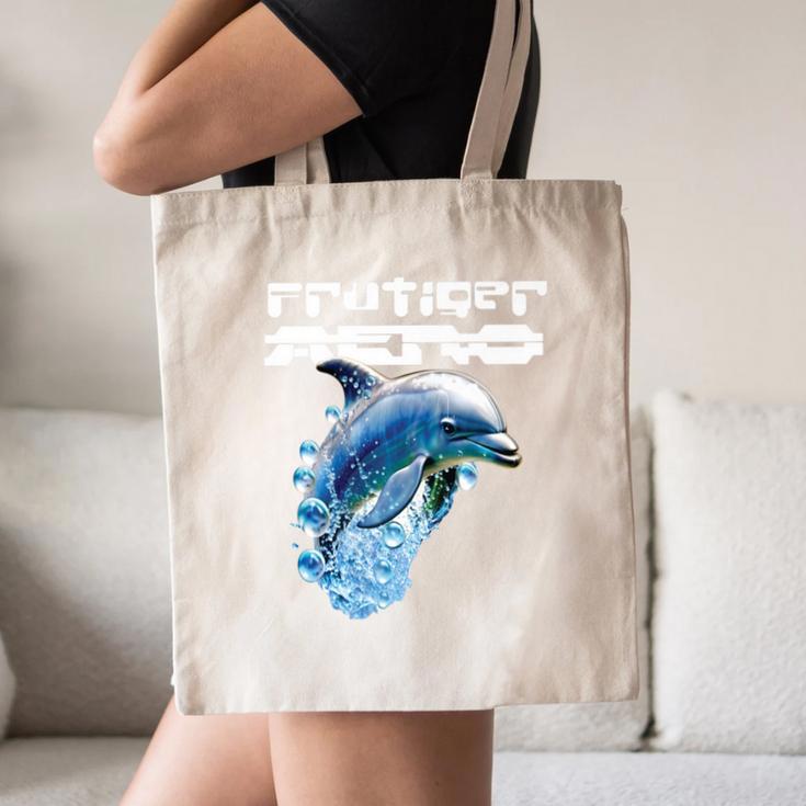 Frutiger Aero Splashy Dolphin Y2k Aesthetic Graphic Premium Canvas Tote Bag