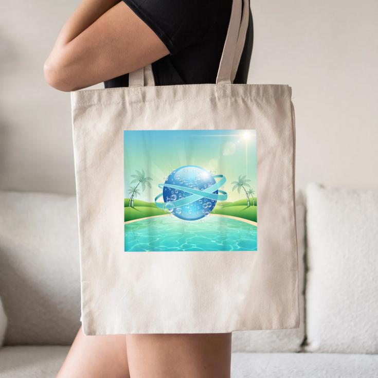 Frutiger Aero Y2k Aesthetic Palm Trees Cyber Beach World Canvas Tote Bag