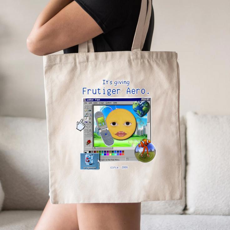 Frutiger Aero Y2K Meme Graphic 2000s Nostalgia Canvas Tote Bag