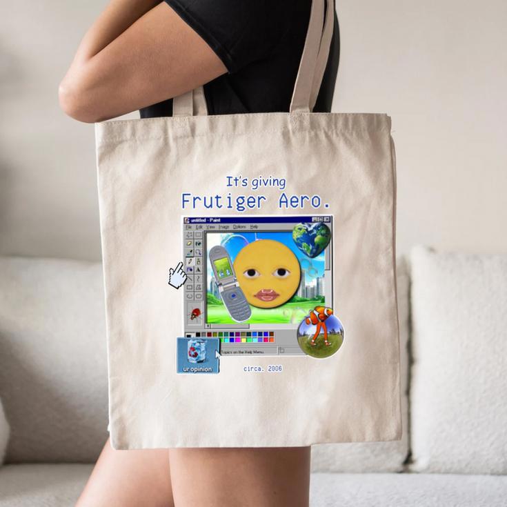 Frutiger Aero Y2K Meme Graphic 2000s Nostalgia Premium Canvas Tote Bag Frutiger Aero Y2K Meme Graphic 2000s Nostalgia Premium Canvas Tote Bag