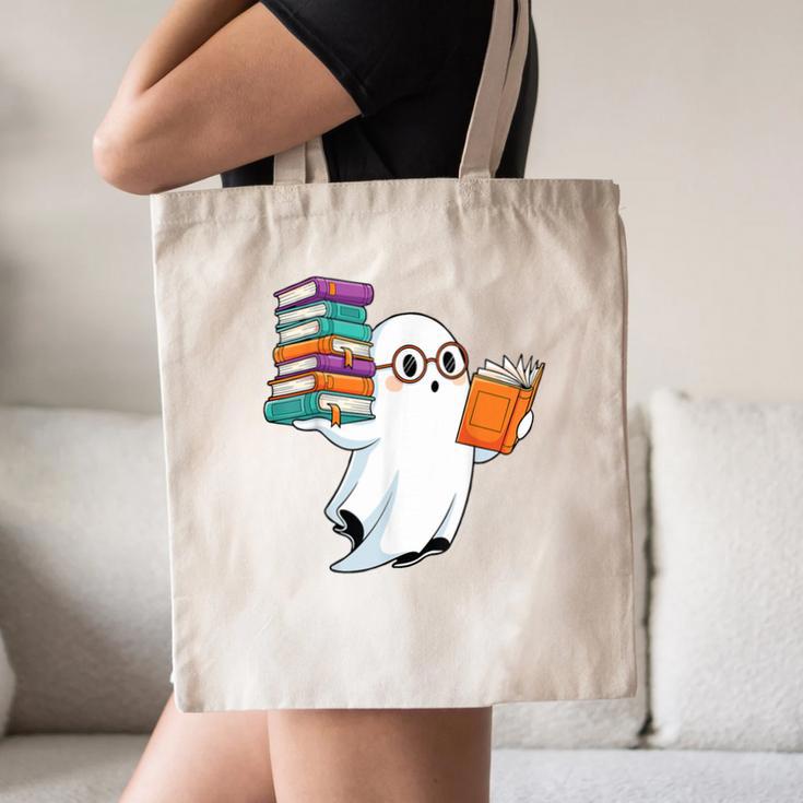 Ghost Reading Books Halloween Library Canvas Tote Bag Ghost Reading Books Halloween Library Canvas Tote Bag