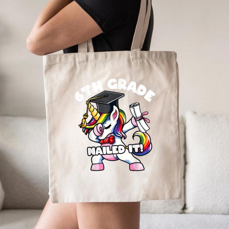 Girls Dabbing Unicorn 6th Sixth Grade Nailed It Graduation Canvas Tote Bag