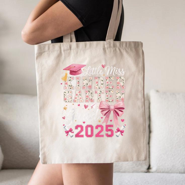 Girls Little Miss Kindergarten Grad 2025 Coquette Graduation Canvas Tote Bag