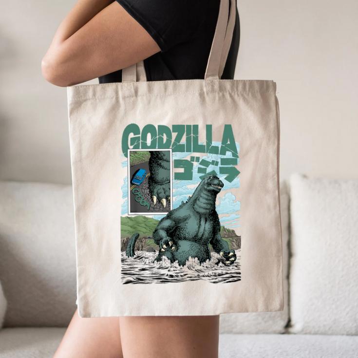 Godzilla Ocean Scene Comic Book Illustration Movie Monster Canvas Tote Bag
