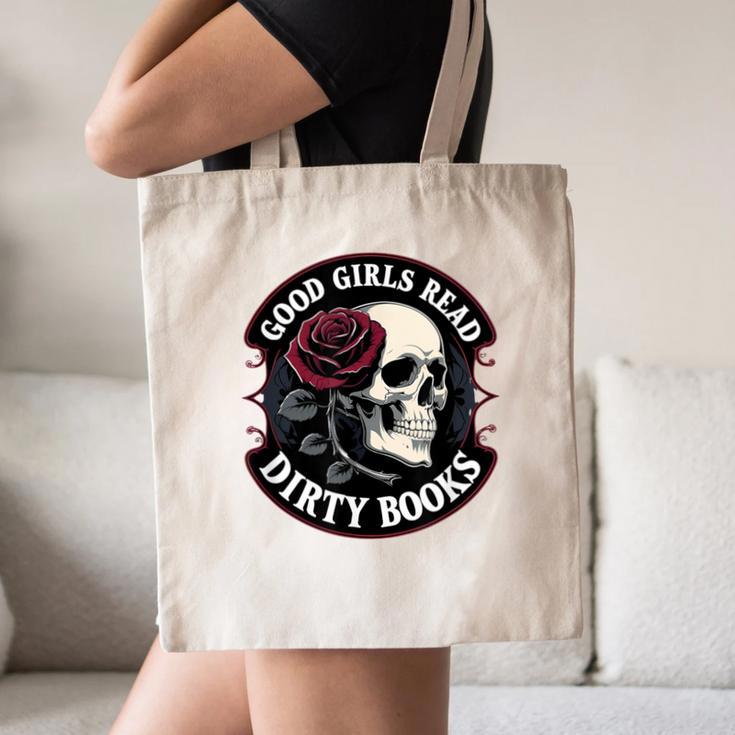 Good Girls Read Dirty Books Smut Reader Dark Romance Skull Canvas Tote Bag