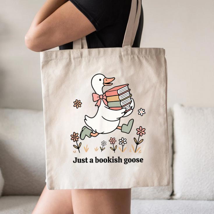 Goose With Books Cute Bookworm Reader Canvas Tote Bag