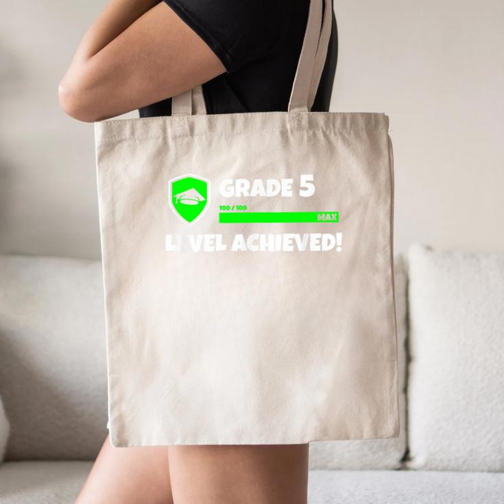 Grade 5 Level Achieved Video Gamer 5th Grade Graduation Canvas Tote Bag