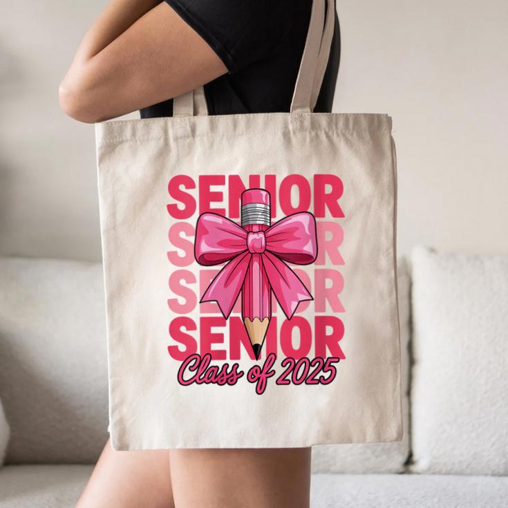 Graduate 2025 For Senior 2025 Graduation Coquette Pink Bow Canvas Tote Bag