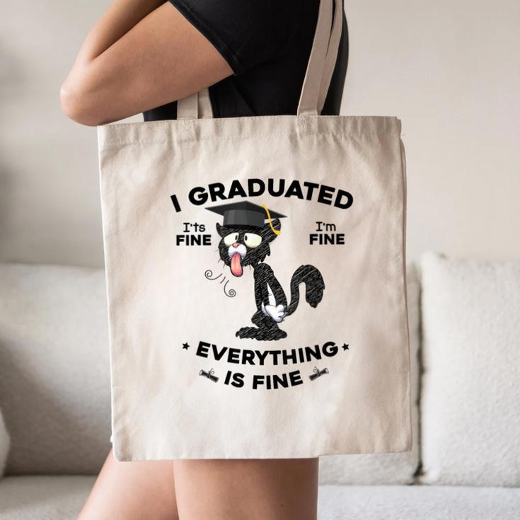 I Graduated Graduate Class 2025 Cat Graduation Canvas Tote Bag