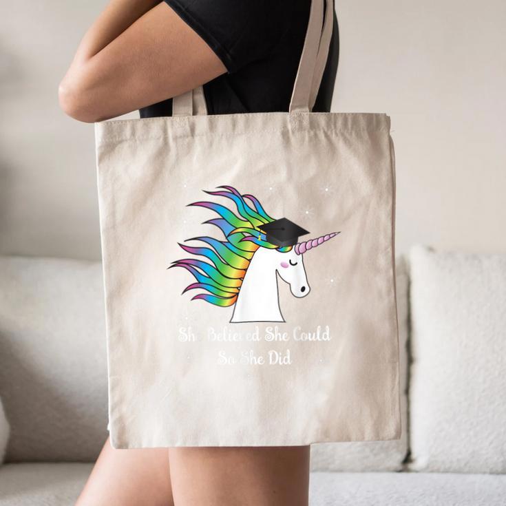 Graduation Unicorn Shirt She Believed Did School 2017 Canvas Tote Bag