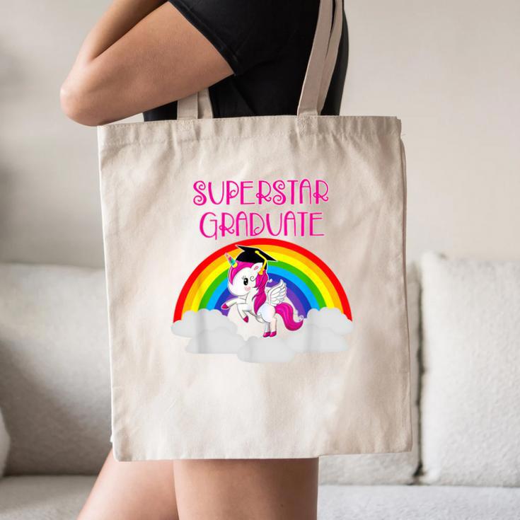 Graduation Unicorn Superstar Magical Colorful Rainbow Tshirt Canvas Tote Bag