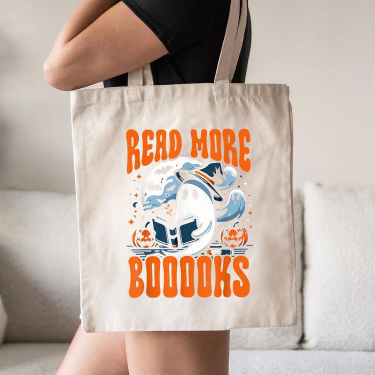 Halloween Book Lover Ghost Boo Pun Read More Boooks Canvas Tote Bag