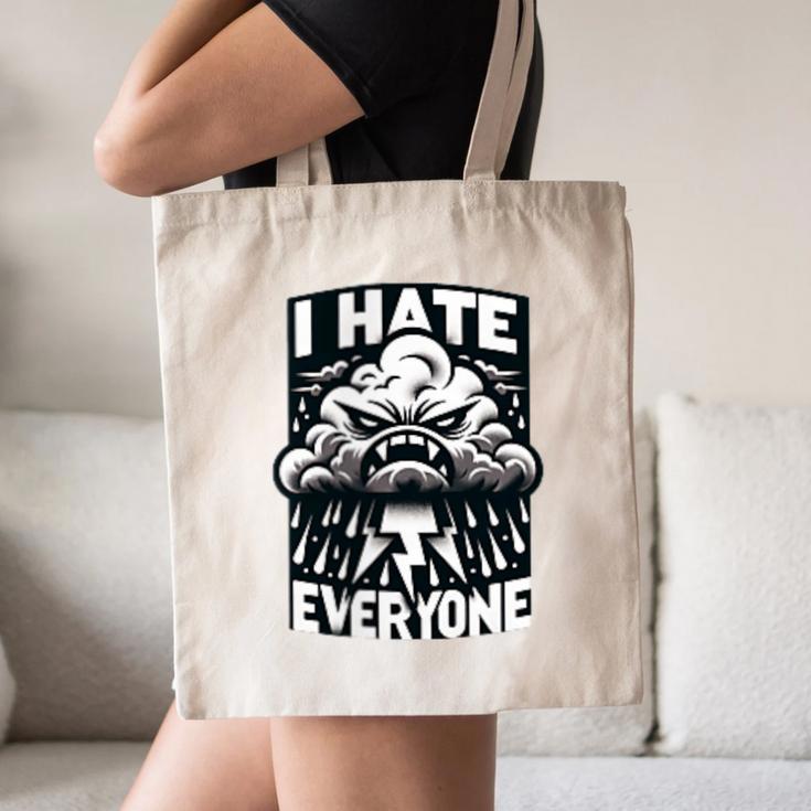 I Hate Everyone Introvert Anti-Social Dark Humor Canvas Tote Bag