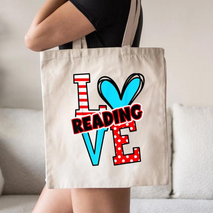 I Heart Books Love Reading Red And Stripe Animated Cat For Men Women Girls Kids Canvas Tote Bag