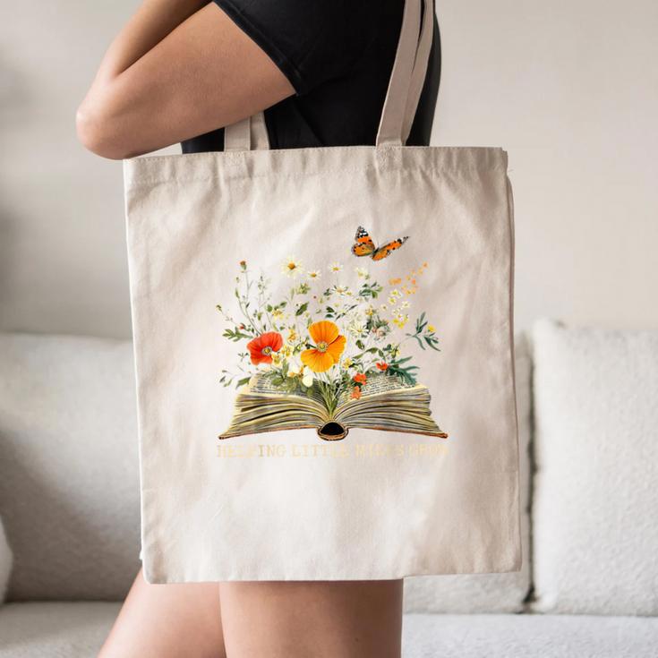 Helping Little Minds Grow Floral Book Education SPED Teacher Canvas Tote Bag