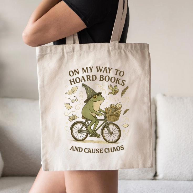 On My Way To Hoard Books And Cause Chaos Tom Foolery Canvas Tote Bag