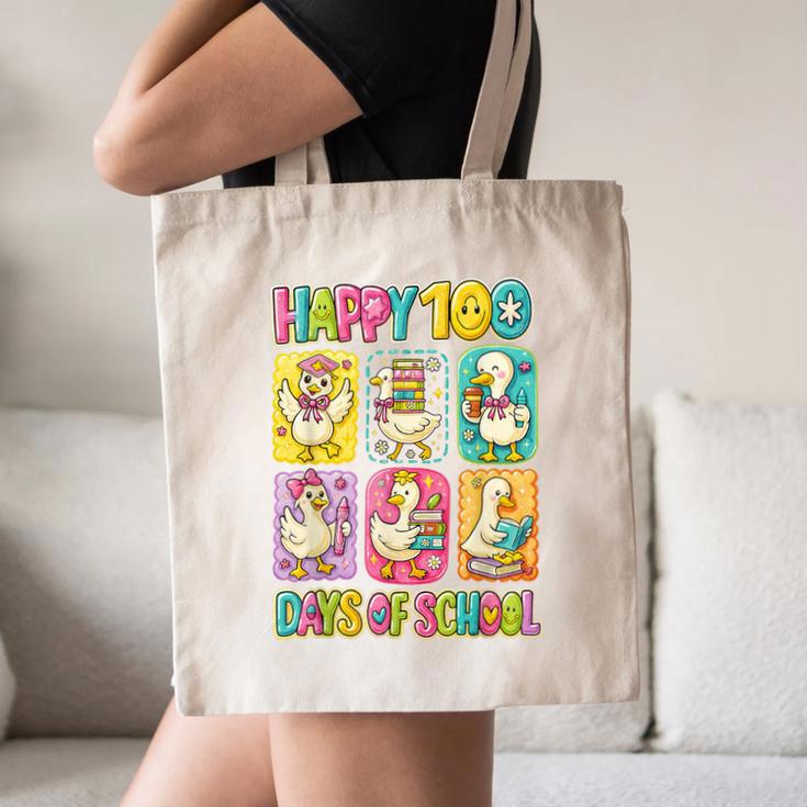 HUGvyn Happy 100 Days Of School Teacher Goose Preppy Books Canvas Tote Bag HUGvyn Happy 100 Days Of School Teacher Goose Preppy Books Canvas Tote Bag