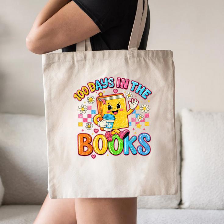 HUGvyn Preppy 100 Days In The Books Teacher Reading Coffee Canvas Tote Bag