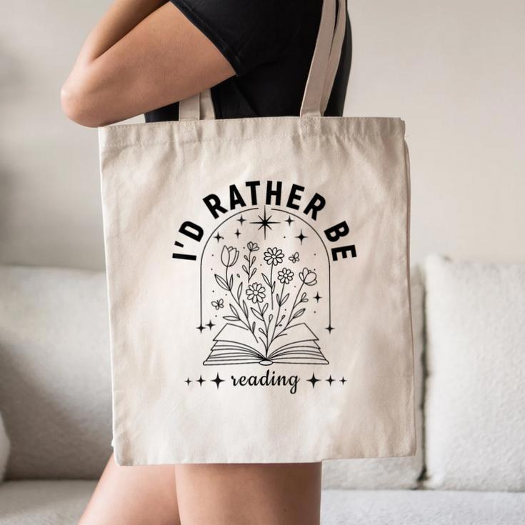 I’d Rather Be Reading Minimal Book Lover Arch Canvas Tote Bag
