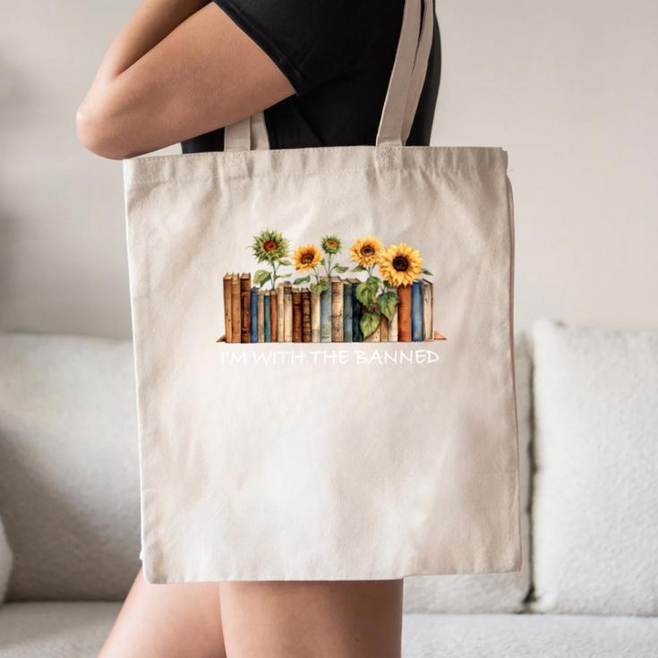 I'm With The Banned Read Banned Books Bookworm Canvas Tote Bag
