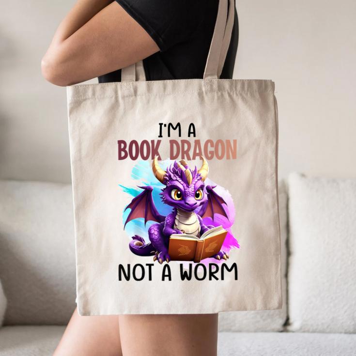 I'm A Book Dragon Not A Worm Canvas Tote Bag