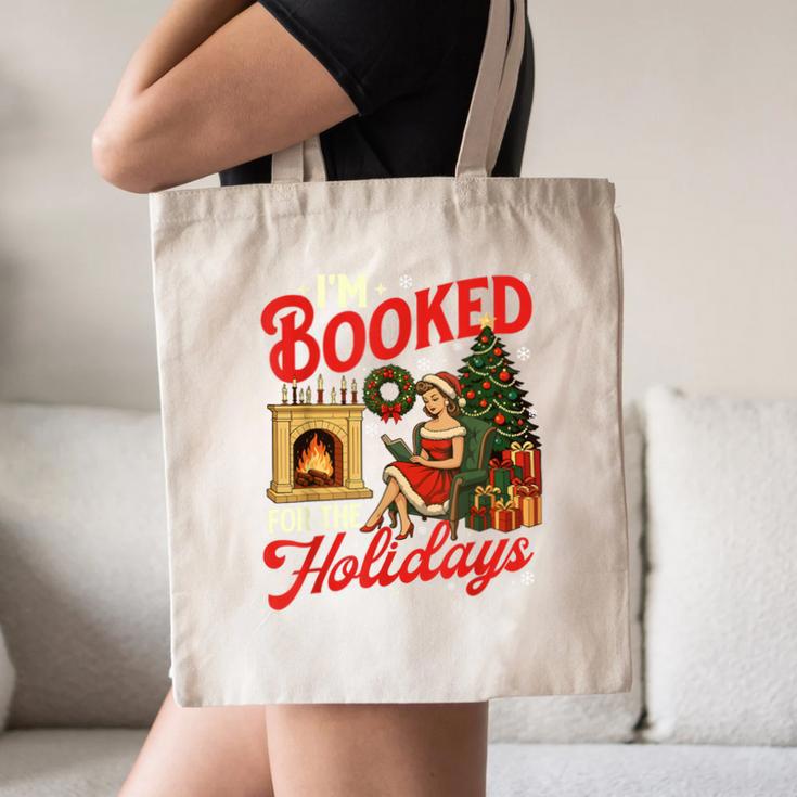 I'm Booked For The Holidays Christmas Reading Bookworm Xmas Canvas Tote Bag I'm Booked For The Holidays Christmas Reading Bookworm Xmas Canvas Tote Bag