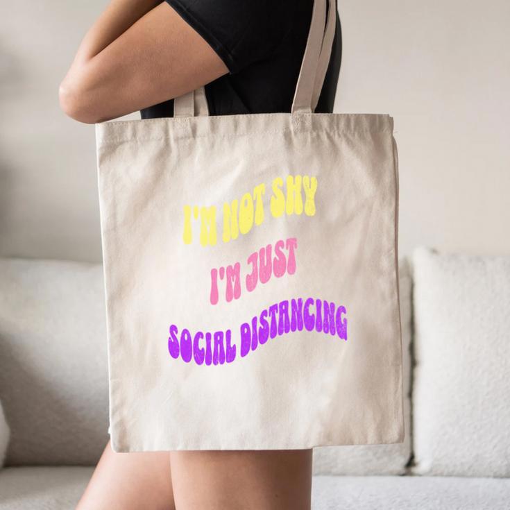 I'm Just Social Distancing Introvert Funny Canvas Tote Bag I'm Just Social Distancing Introvert Funny Canvas Tote Bag