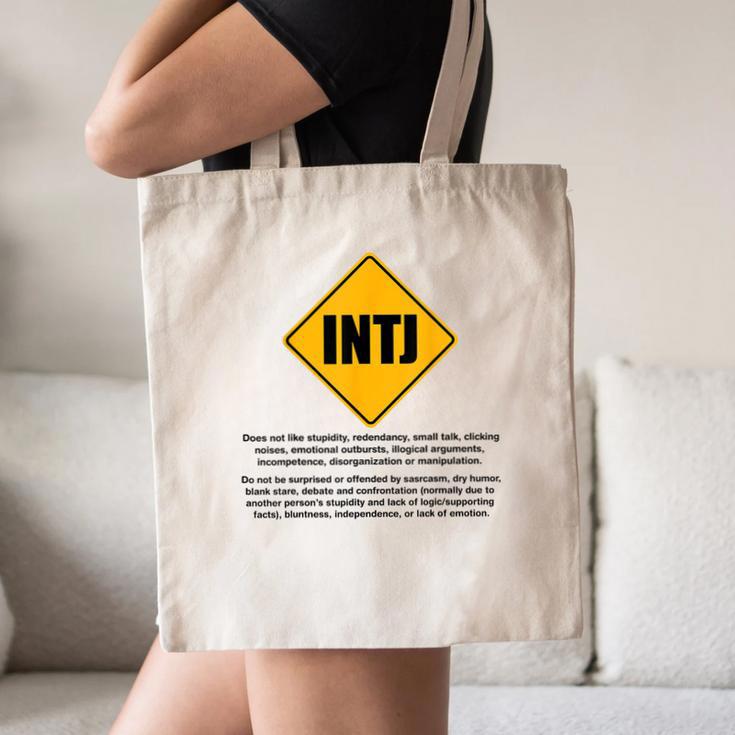 INTJ Warnings Architect Personality Type Introvert Canvas Tote Bag