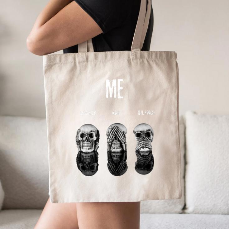 Introvert Relaxation Me Myself And Silence Skulls Canvas Tote Bag