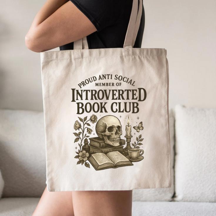 Introverted Book Club Member Anti Social Reader Canvas Tote Bag